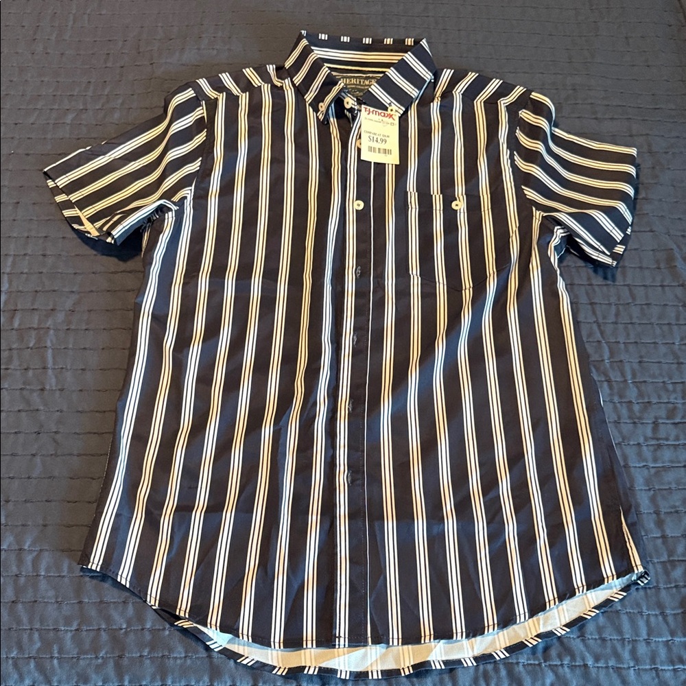 Levi's Men's Navy and White Striped Shirt
